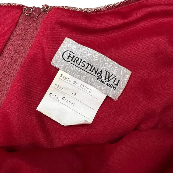 Christina Wu Red One Shoulder Sequin Maxi Dress 14 - Picture 3 of 4